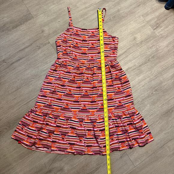 LOFT Petites 8P Tiered Sundress Strappy Ikat Stripe Summer Boho Midi - Picture 4 of 11